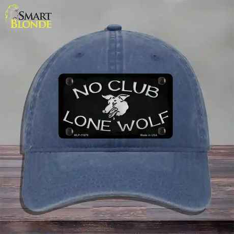 No Club Lone Wolf Novelty License Plate Hat Unconstructed Cotton / Navy