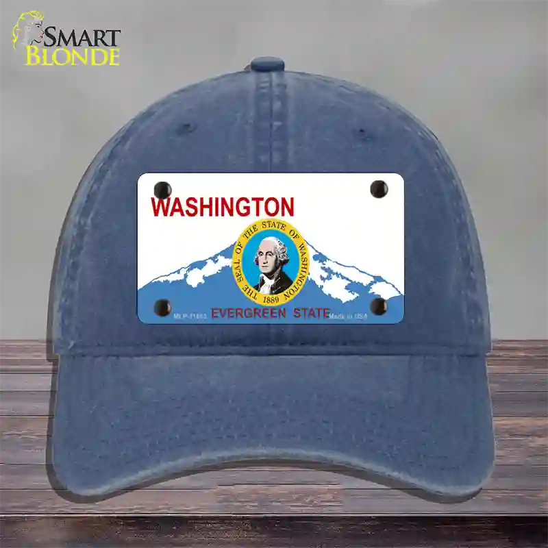 Washington Seal And State Novelty License Plate Hat Unconstructed Cotton / Navy