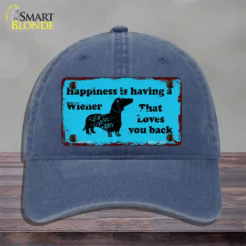 Happiness Is Having A Wiener Novelty License Plate Hat Unconstructed Cotton / Navy