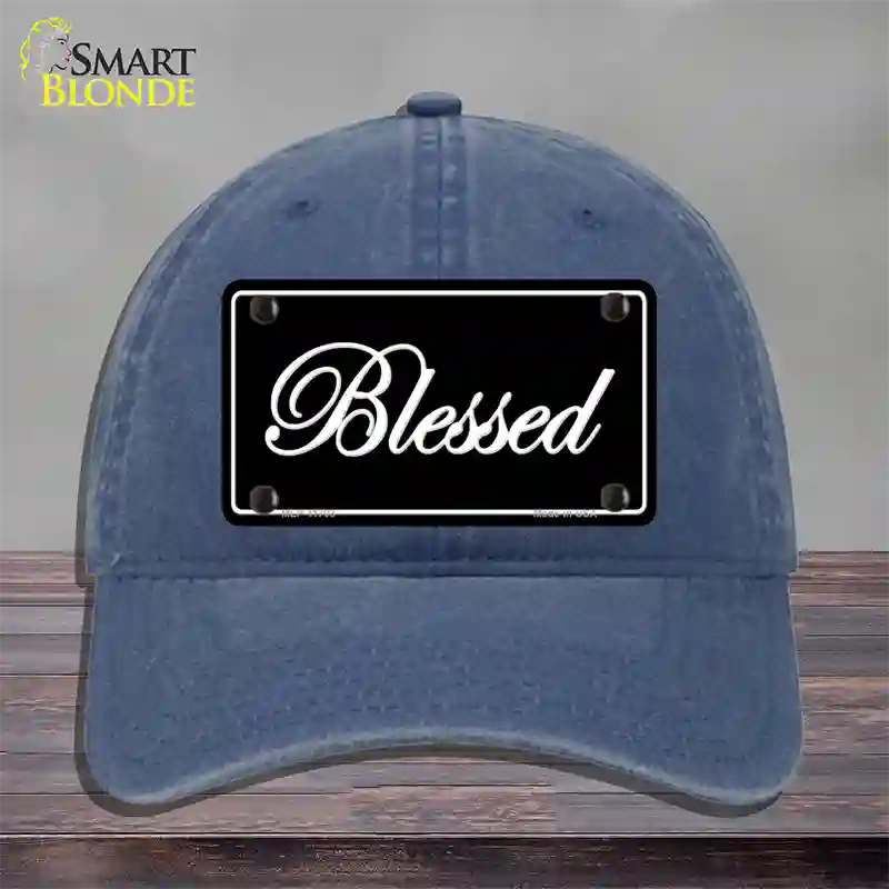 Blessed Black Novelty License Plate Hat Unconstructed Cotton / Navy