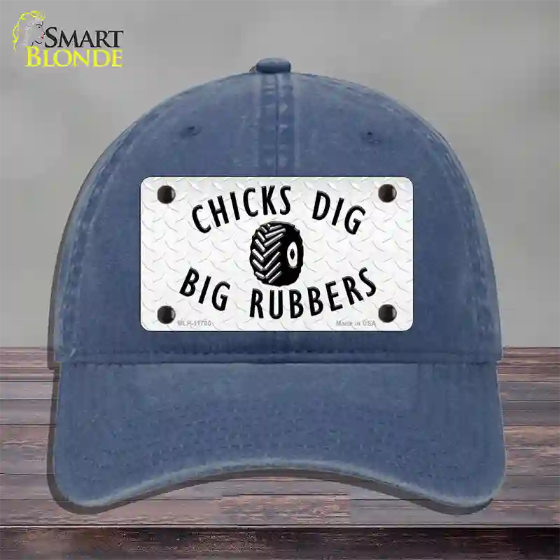 Chicks Dig Big Rubbers Novelty License Plate Hat Unconstructed Cotton / Navy