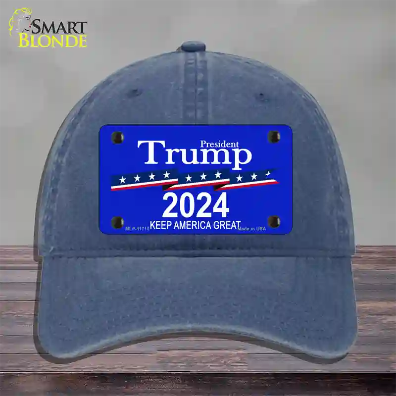 President Trump 2024 Novelty License Plate Hat Unconstructed Cotton / Navy