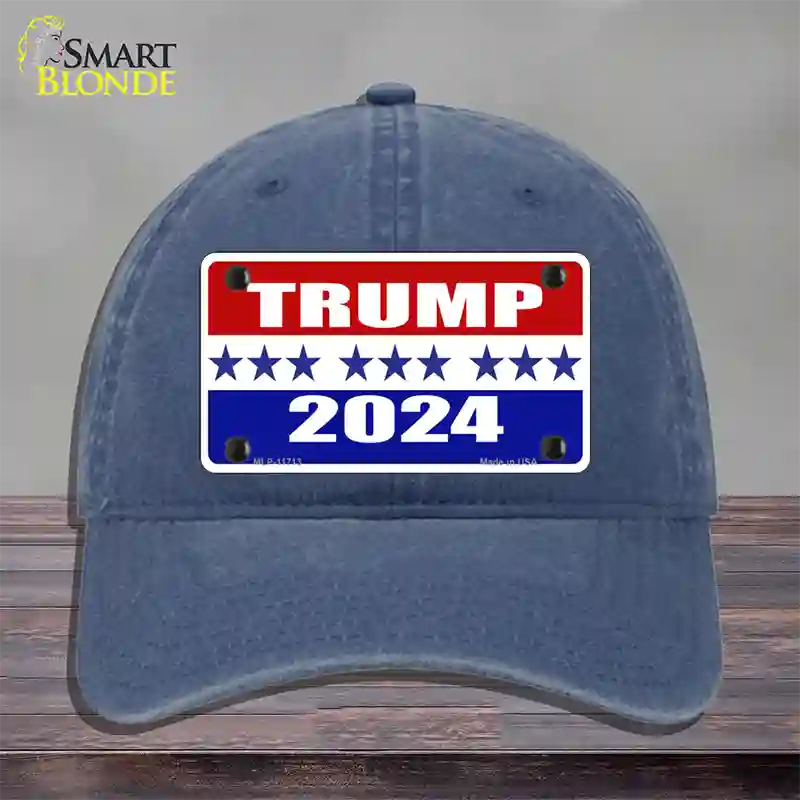 Trump 2024 Star Novelty License Plate Hat Unconstructed Cotton / Navy