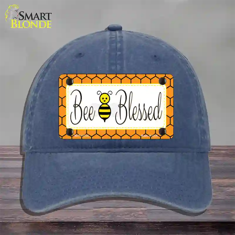 Bee Blessed Simple Novelty License Plate Hat Unconstructed Cotton / Navy