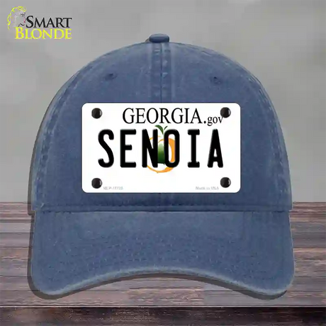 Senoia Georgia State Novelty License Plate Hat Unconstructed Cotton / Navy