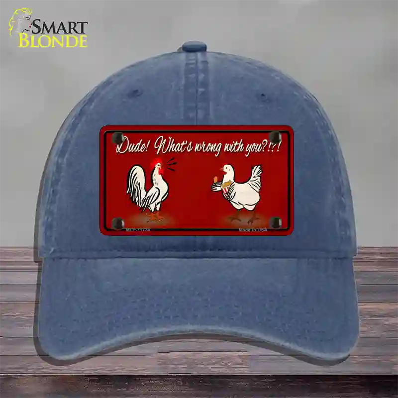 Dude Whats Wrong With You Novelty License Plate Hat Unconstructed Cotton / Navy