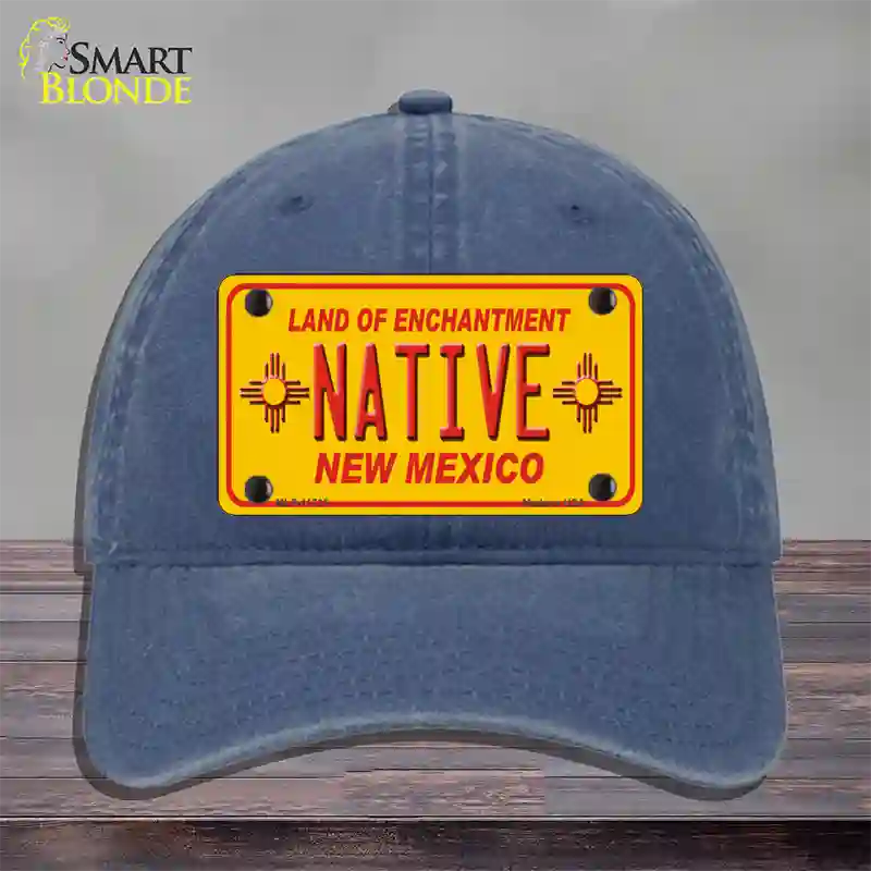 Native New Mexico Yellow State Novelty License Plate Hat Unconstructed Cotton / Navy