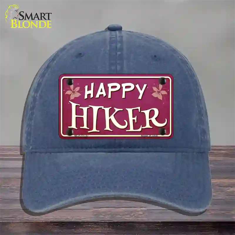 Happy Hiker Novelty License Plate Hat Unconstructed Cotton / Navy