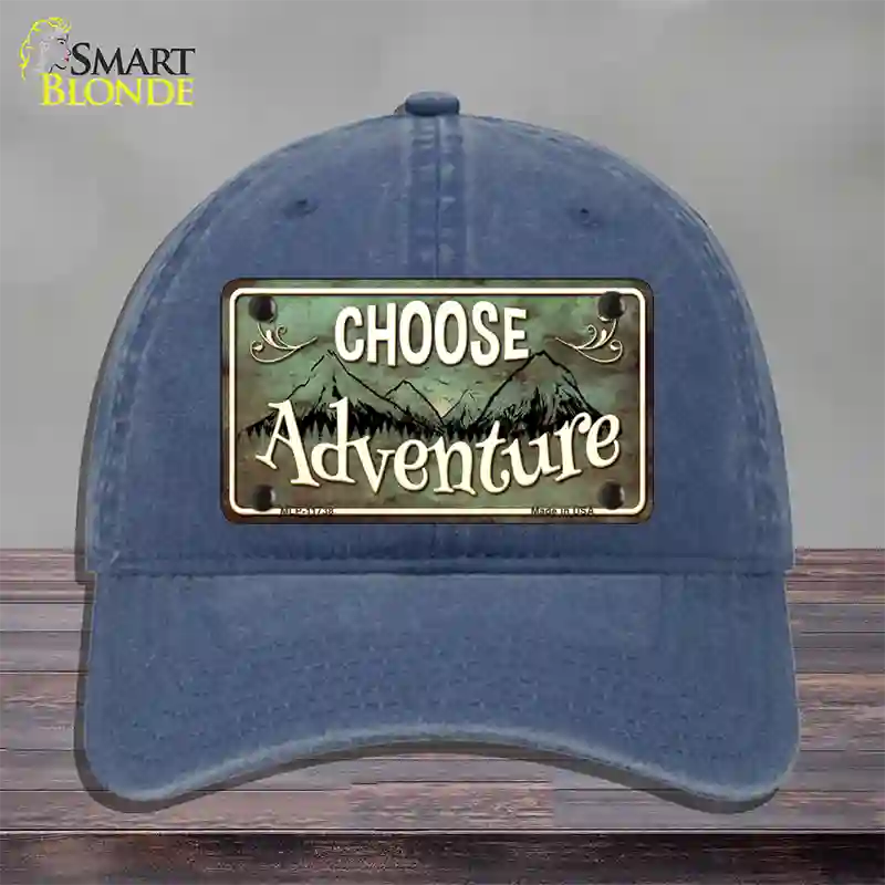 Choose Adventure Novelty License Plate Hat Unconstructed Cotton / Navy