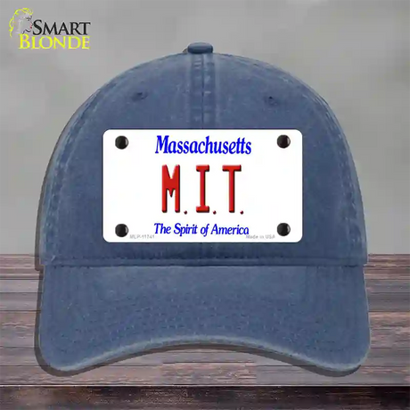 MIT Massachusetts State Novelty License Plate Hat Unconstructed Cotton / Navy