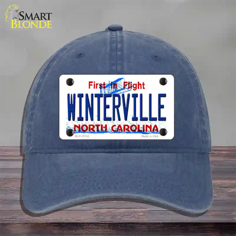 Winterville North Carolina State Novelty License Plate Hat Unconstructed Cotton / Navy