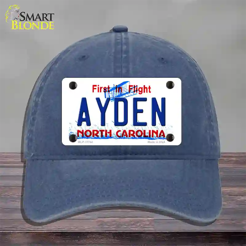 Ayden North Carolina State Novelty License Plate Hat Unconstructed Cotton / Navy