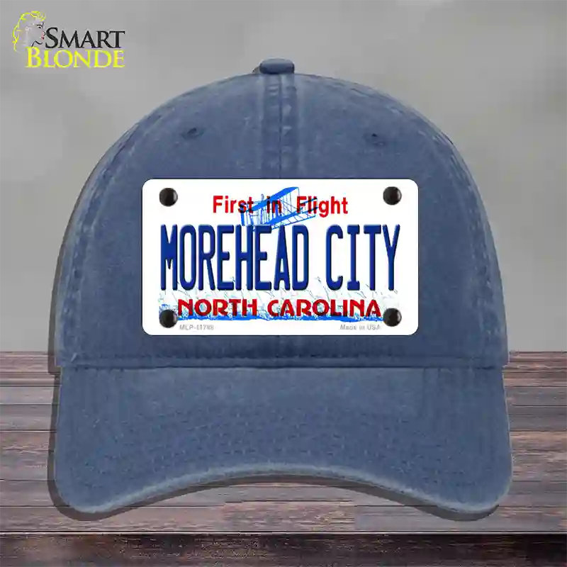 Morehead City North Carolina State Novelty License Plate Hat Unconstructed Cotton / Navy