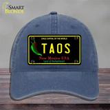 Taos New Mexico Black State Novelty License Plate Hat Unconstructed Cotton / Navy