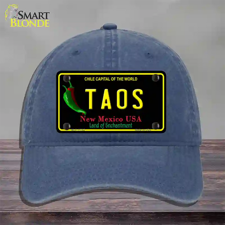 Taos New Mexico Black State Novelty License Plate Hat Unconstructed Cotton / Navy