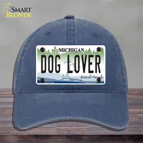 Michigan Dog Lover Novelty License Plate Hat Unconstructed Cotton / Navy