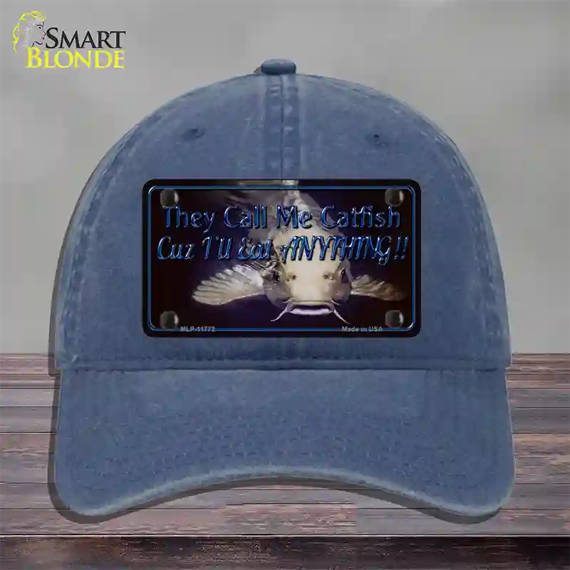 They Call Me Catfish Novelty License Plate Hat Unconstructed Cotton / Navy