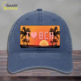 I Love Beach Novelty License Plate Hat Unconstructed Cotton / Navy