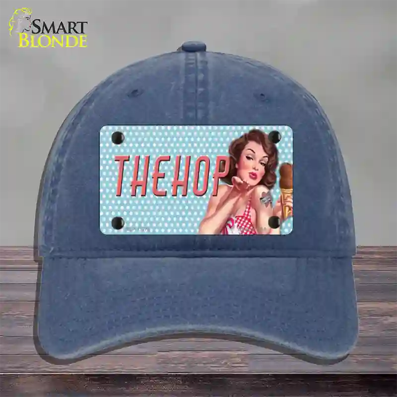 The Hop Vintage Pinup Novelty License Plate Hat Unconstructed Cotton / Navy