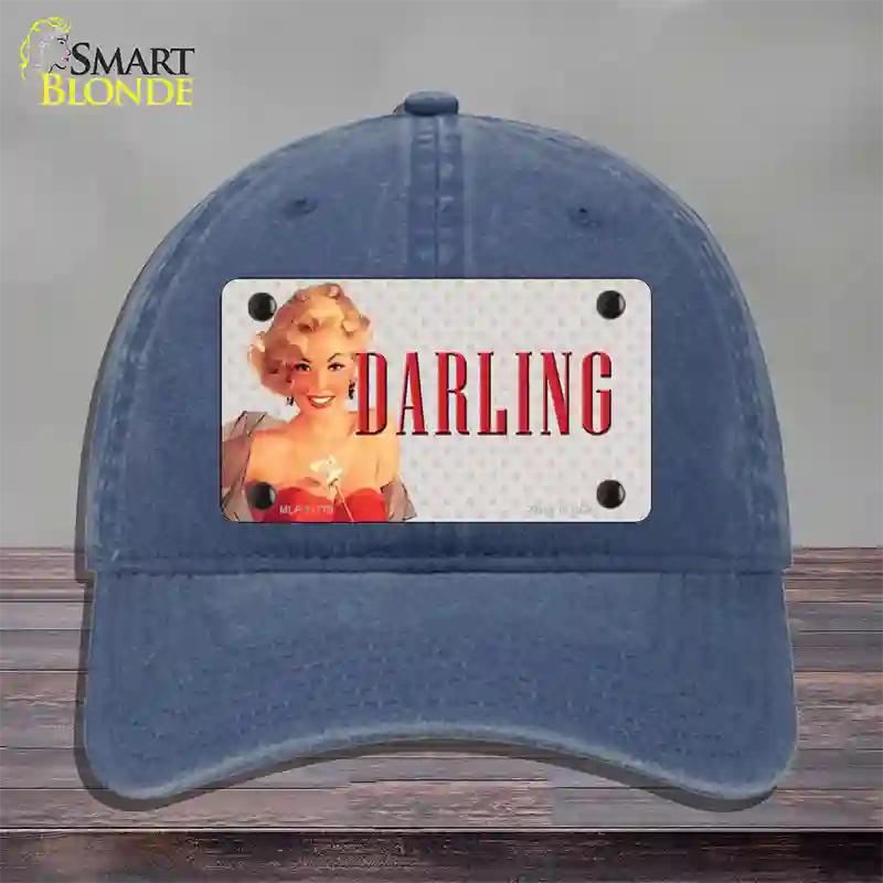 Darling Vintage Pinup Novelty License Plate Hat Unconstructed Cotton / Navy