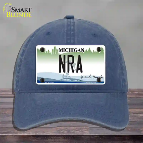 NRA Michigan Novelty License Plate Hat Unconstructed Cotton / Navy