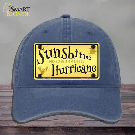 Sunshine With A Little Hurricane Novelty License Plate Hat Unconstructed Cotton / Navy