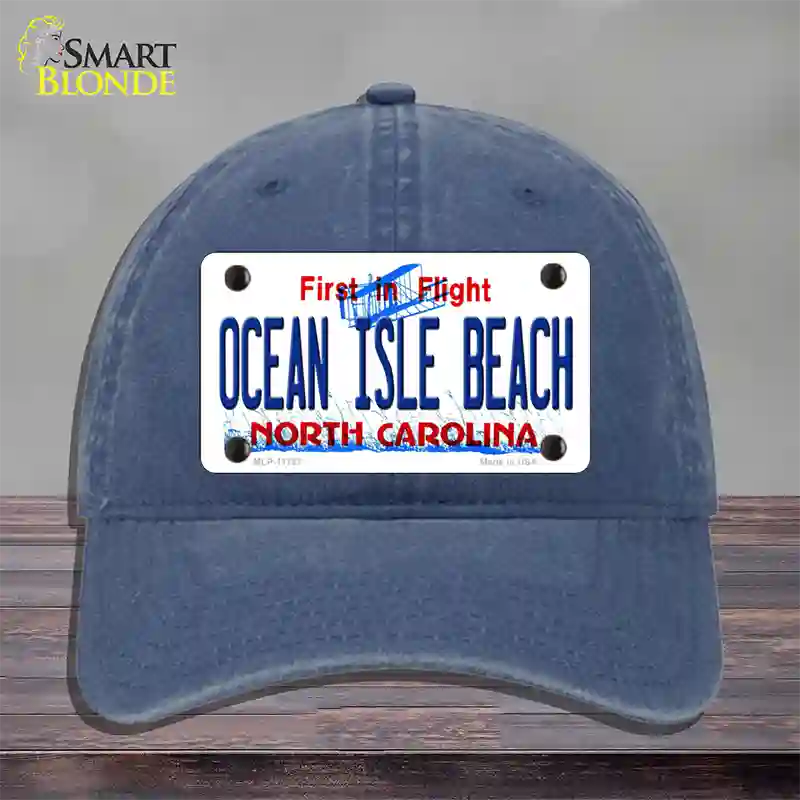 Ocean Isle Beach North Carolina Novelty License Plate Hat Unconstructed Cotton / Navy