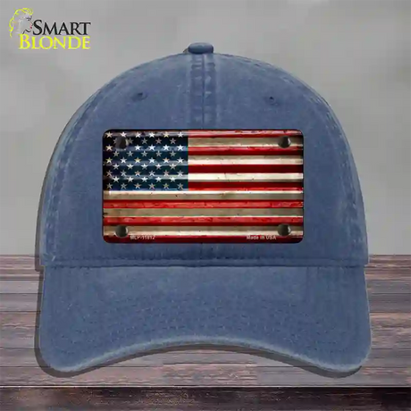 American Flag Corrugated Novelty License Plate Hat Unconstructed Cotton / Navy