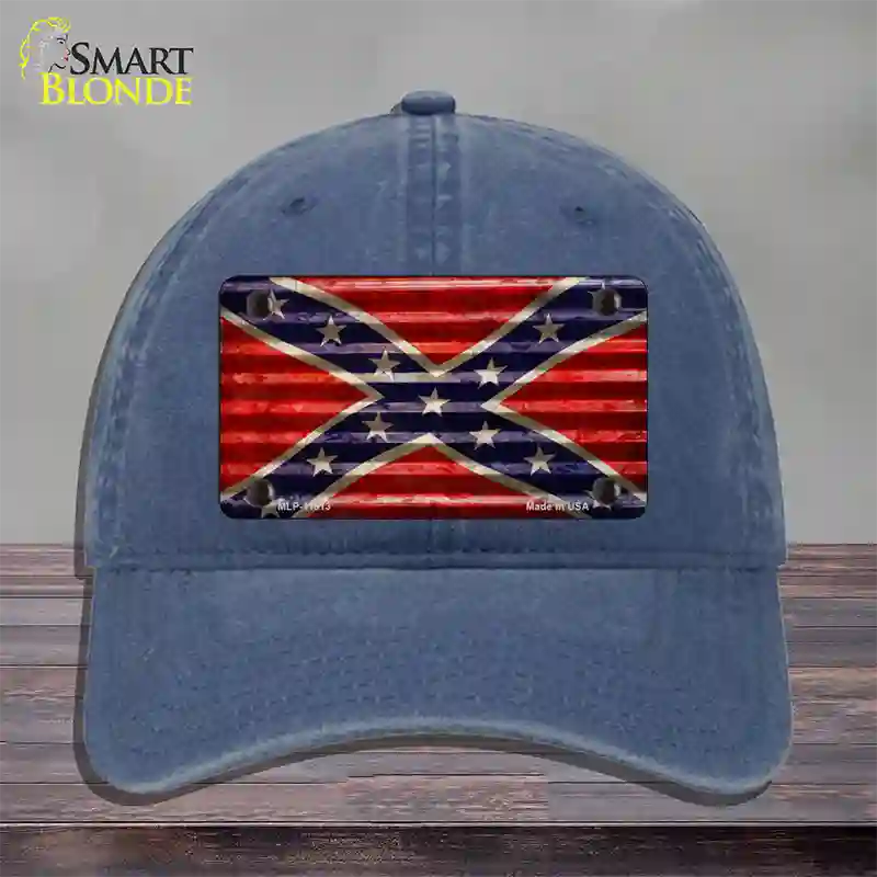 Confederate Flag Corrugated Novelty License Plate Hat Unconstructed Cotton / Navy