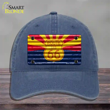 Route 66 Arizona Flag Novelty License Plate Hat Unconstructed Cotton / Navy