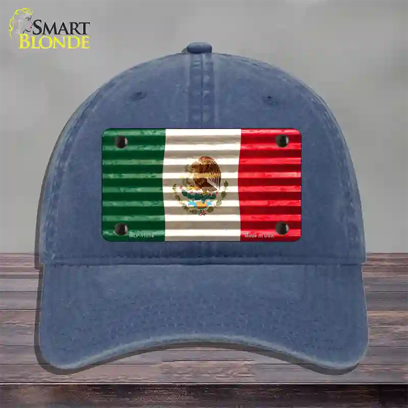 Mexico Flag Novelty License Plate Hat Unconstructed Cotton / Navy