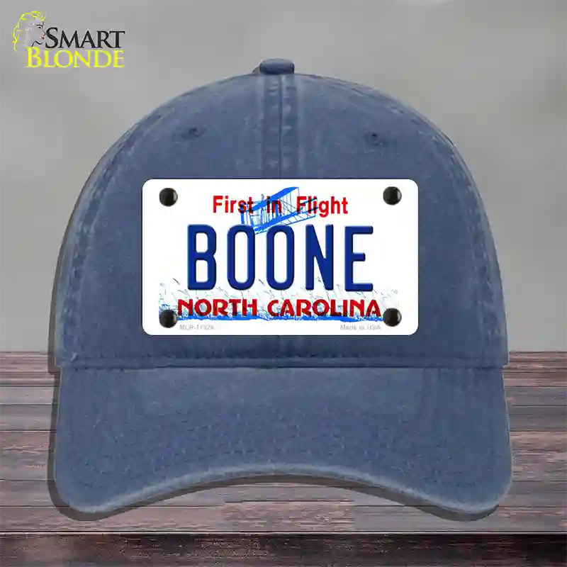 Boone North Carolina Novelty License Plate Hat Unconstructed Cotton / Navy