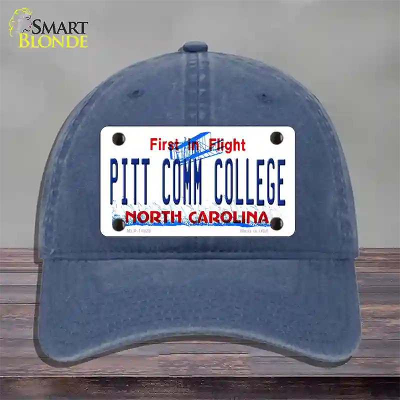 Pitt Comm College North Carolina Novelty License Plate Hat Unconstructed Cotton / Navy