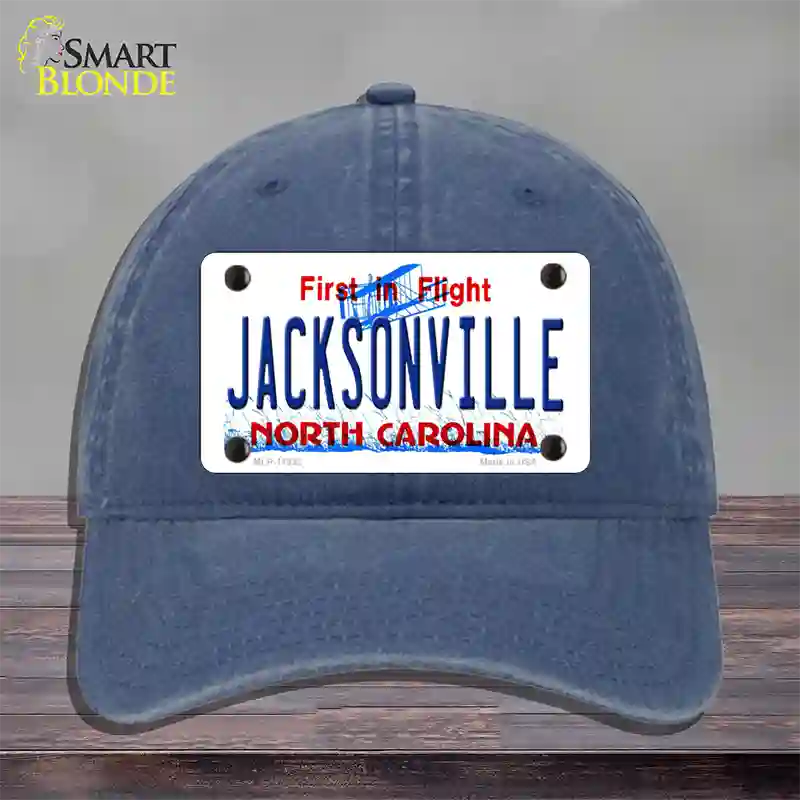 Jacksonville North Carolina Novelty License Plate Hat Unconstructed Cotton / Navy