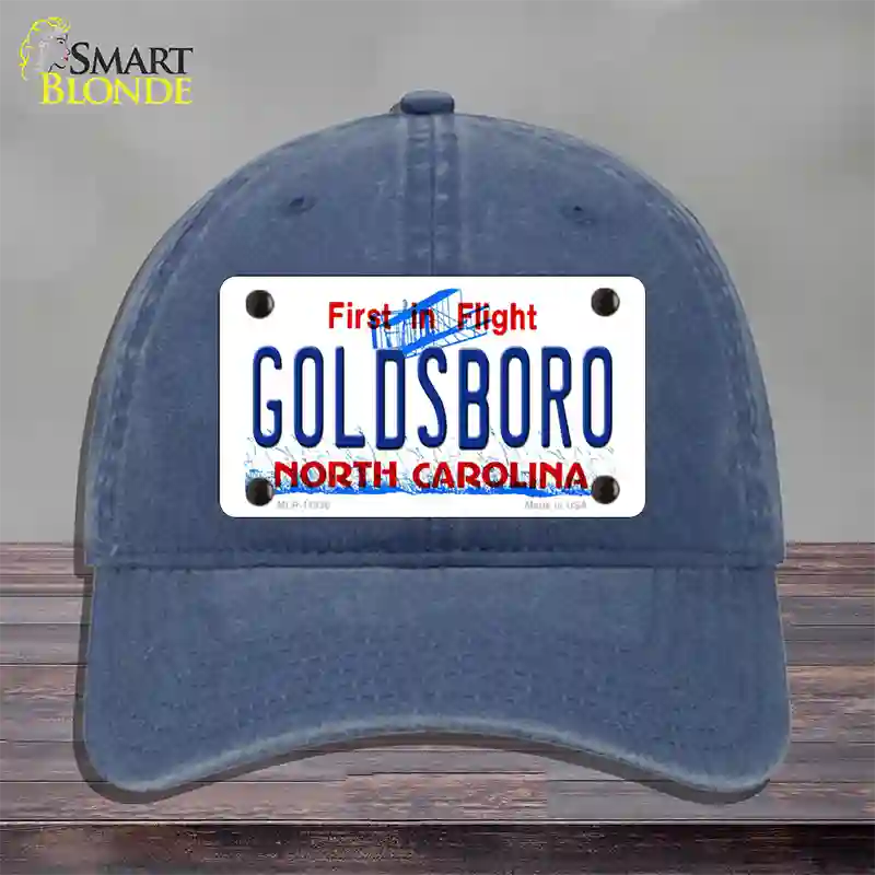 Goldsboro North Carolina Novelty License Plate Hat Unconstructed Cotton / Navy