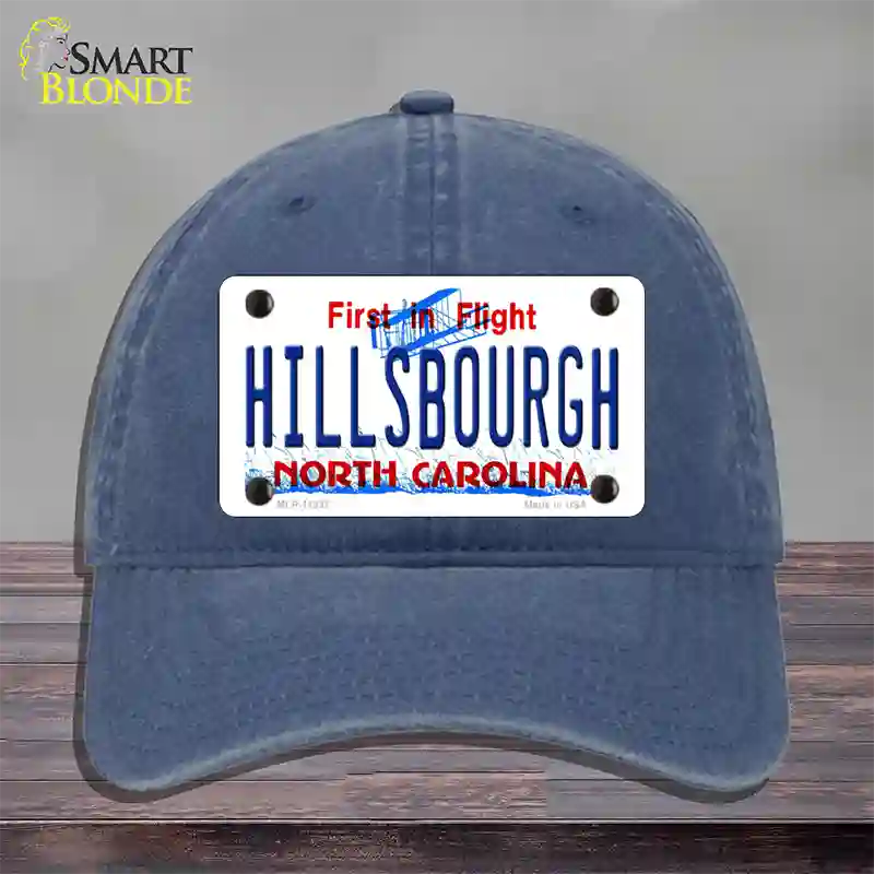 Hillsbourgh North Carolina Novelty License Plate Hat Unconstructed Cotton / Navy