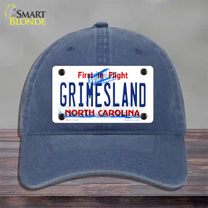 Grimesland North Carolina Novelty License Plate Hat Unconstructed Cotton / Navy