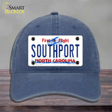 Southport North Carolina Novelty License Plate Hat Unconstructed Cotton / Navy