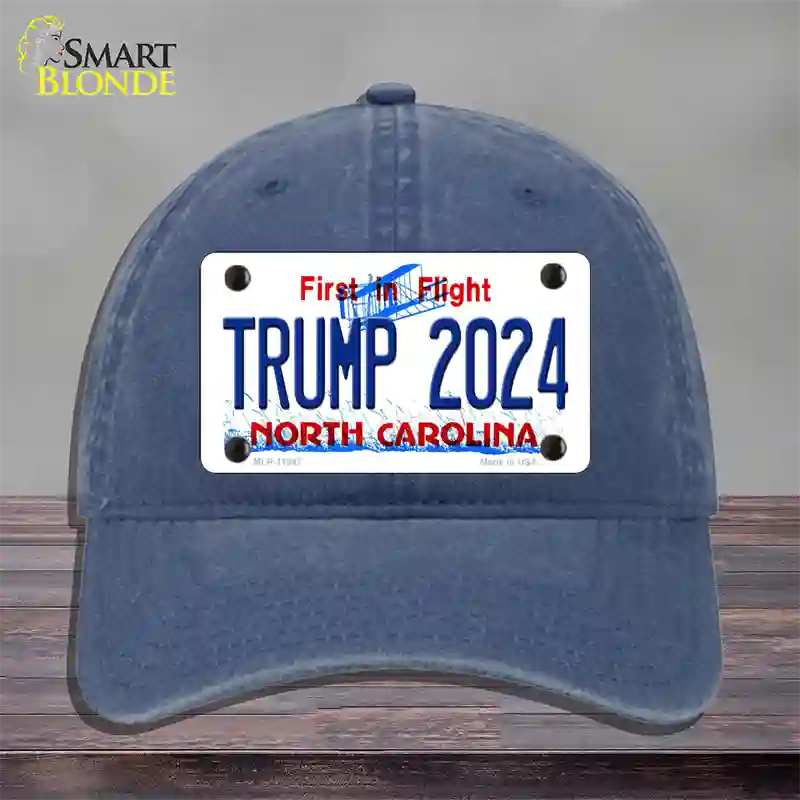 Trump 2024 North Carolina Novelty License Plate Hat Unconstructed Cotton / Navy