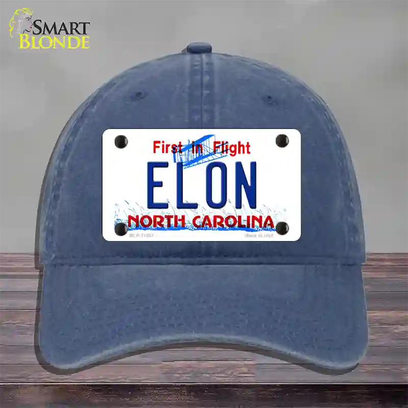 Elon North Carolina Novelty License Plate Hat Unconstructed Cotton / Navy