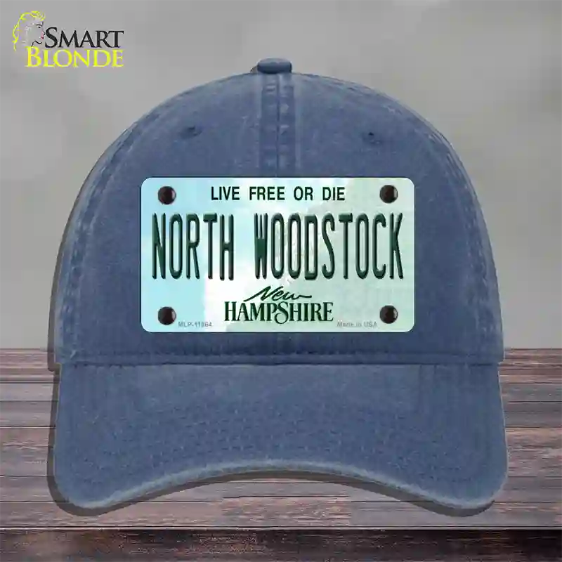 North Woodstock New Hampshire Novelty License Plate Hat Unconstructed Cotton / Navy