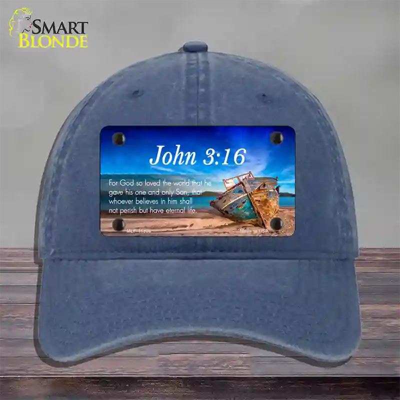 John 3 16 Beach Novelty License Plate Hat Unconstructed Cotton / Navy