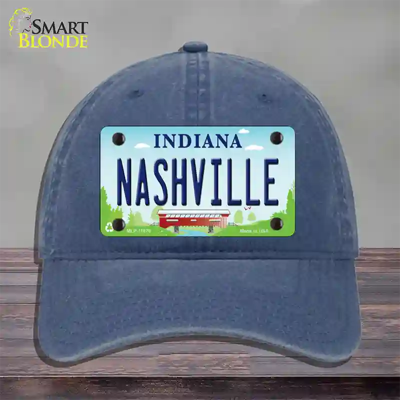 Nashville Indiana Novelty License Plate Hat Unconstructed Cotton / Navy