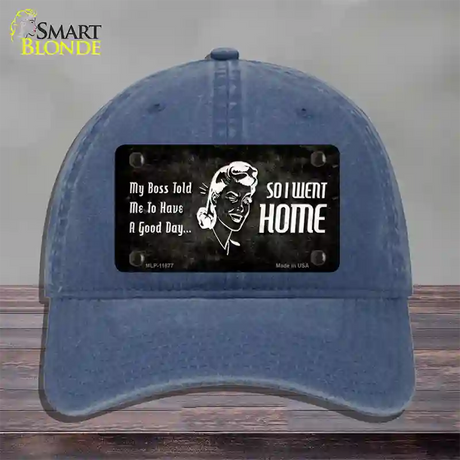 So I Went Home Novelty License Plate Hat Unconstructed Cotton / Navy