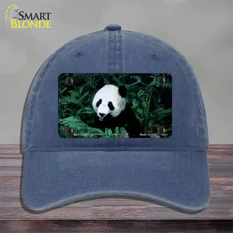 Panda Bear Novelty License Plate Hat Unconstructed Cotton / Navy