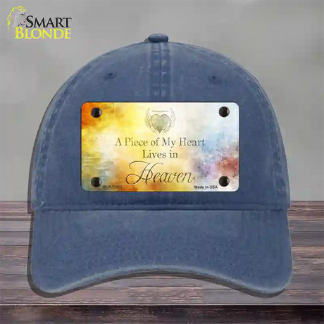 Lives In Heaven Novelty License Plate Hat Unconstructed Cotton / Navy