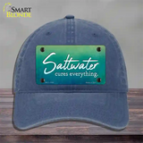 Saltwater Cures Everything Novelty License Plate Hat Unconstructed Cotton / Navy