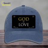 God Is Love Novelty License Plate Hat Unconstructed Cotton / Navy