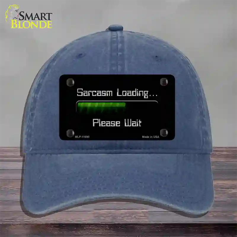 Sarcasm Loading Novelty License Plate Hat Unconstructed Cotton / Navy