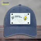 Bee Yourself Novelty License Plate Hat Unconstructed Cotton / Navy